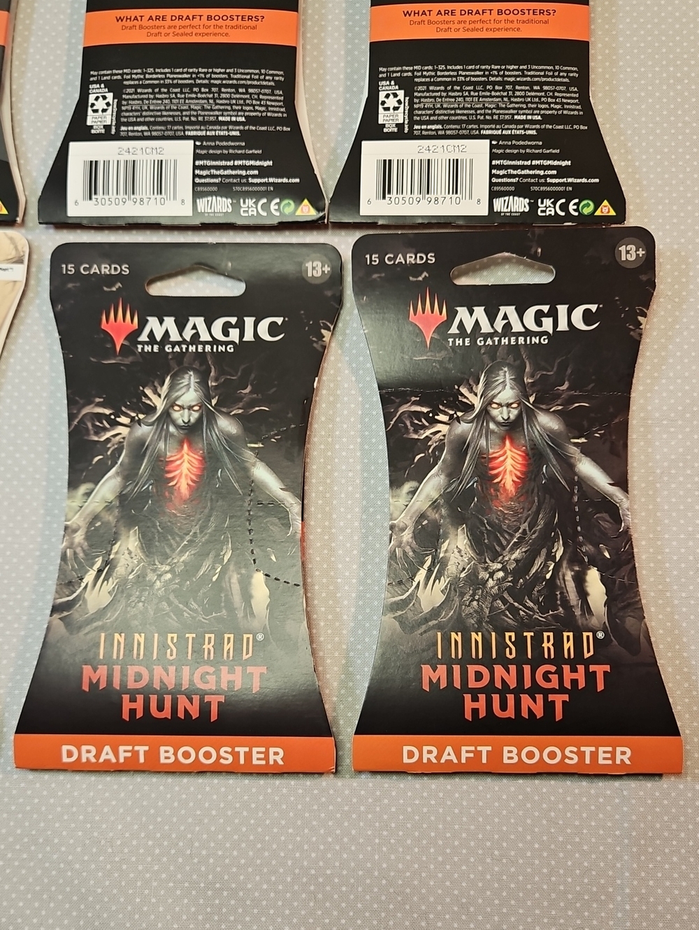 MTG Innistrad Midnight Hunt 15 Card Draft Boosters Sleeved Sealed - Picture 9 of 10